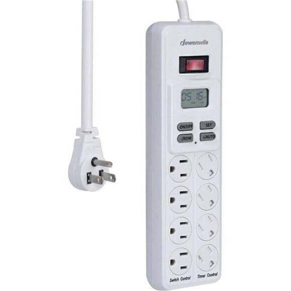 8-Outlet Programmable Power Strip with Timer (4 Timed/ 4 Always On), 6ft - Picture 3 of 6